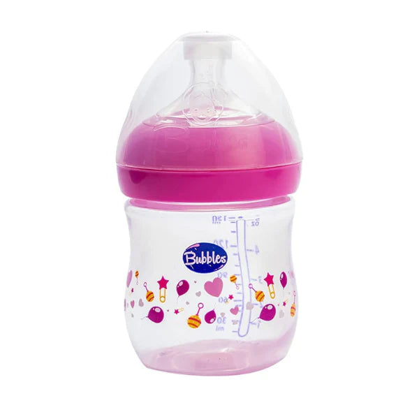 Bubbles natural feeding bottle without hand 150 ml (Pink) - (زجاجة رضاعة طبيعية بدون يد 150 مل (وردي