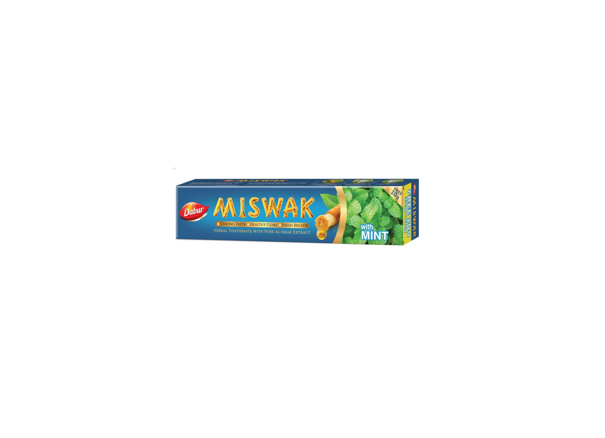 Dabur Miswak Mint Toothpaste (50g)+10g Free - معجون أسنان دابر مسواك بالنعناع (50جم)+10جم مجاناً