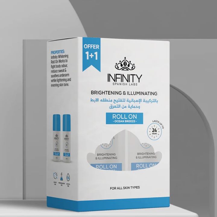 Infinity Brightening & Illuminating Roll On Ocean Breeze offer(1+1) - انفينيتي مزيل عرق رول نسيم المحيط 80 مل عرض 1+1