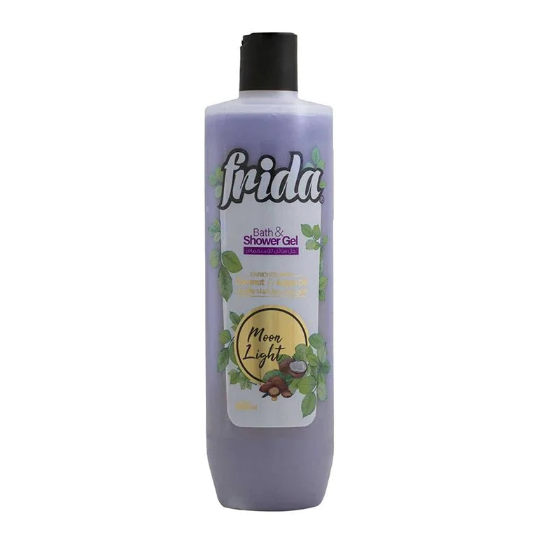 Frida Sweet moon light shower Gel 650ml -فريدا شاور جل مون لايت بزيت جوز الهند والارجان 650 مل