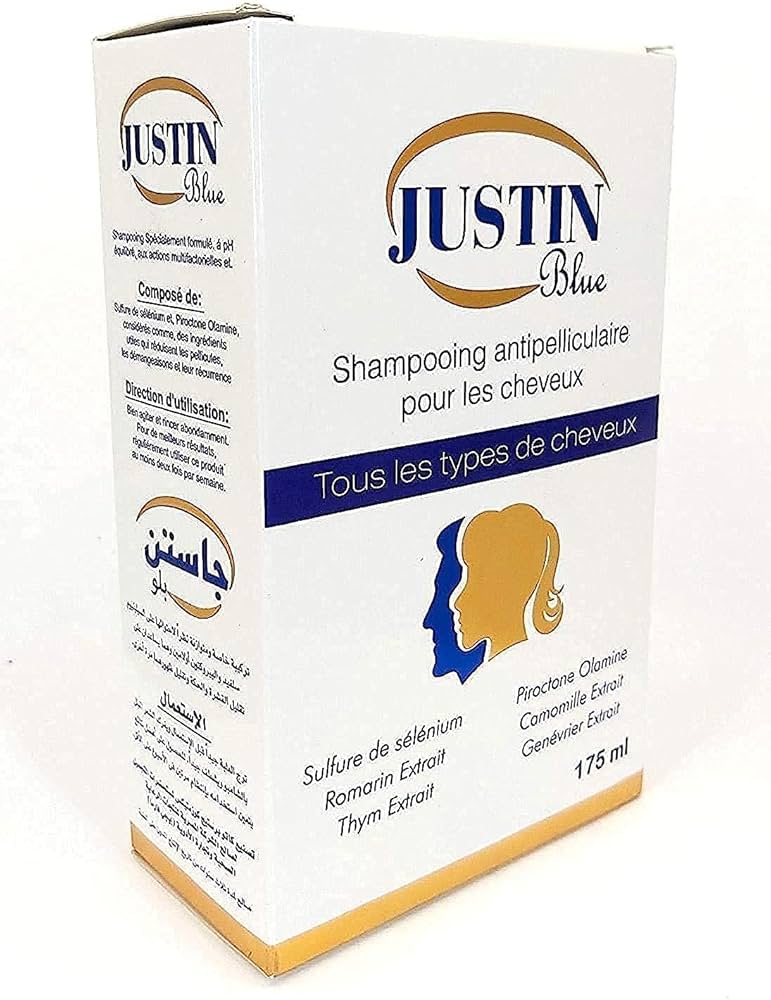 Justin blue anti-dandruff hair shampoo 175 ml - جاستن شامبو ل جميع انواع الشعر 175مل