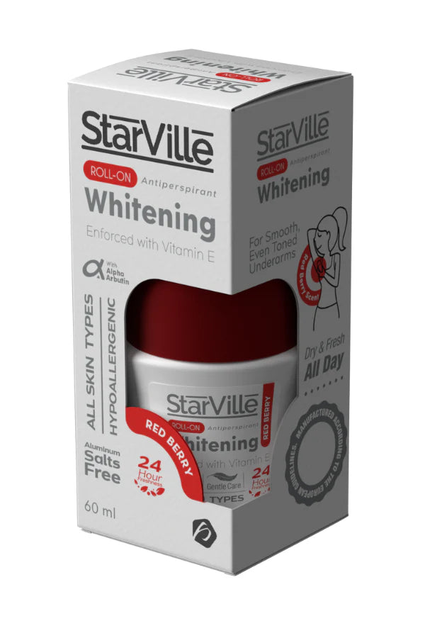 Starville Whitening Roll on Redberry Scent 60 ml - ستارفيل رول اون للتفتيح و القضاء للعرق برائحة التوت الاحمر 60مل
