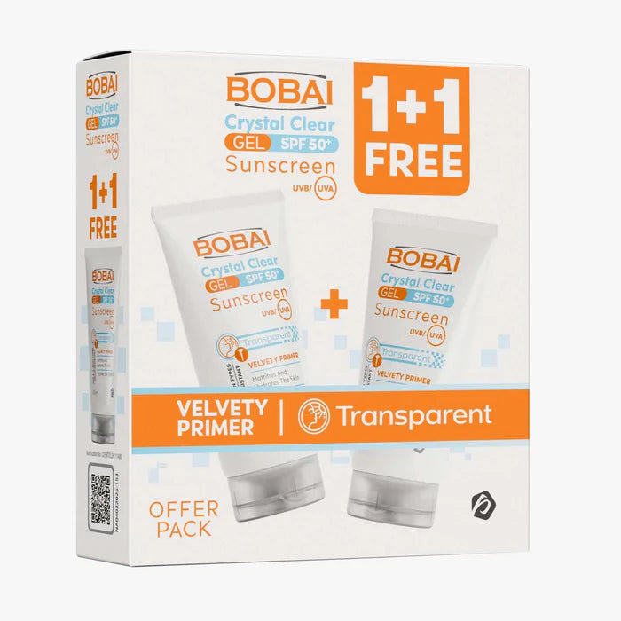 Bobai Crystal Clear Gel SPF 50+ Sunscreen 50 g (1+1) - (بوباي كريستال كلير واقي من الشمس جل بعامل حماية من الشمس 50+ (1+1