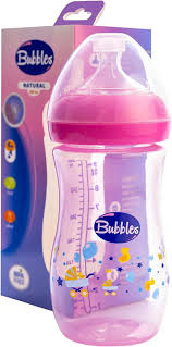 Bubbles natural feeding bottle without hand 280 ml (Pink) - (زجاجة رضاعة طبيعية بدون يد 280 مل (وردي