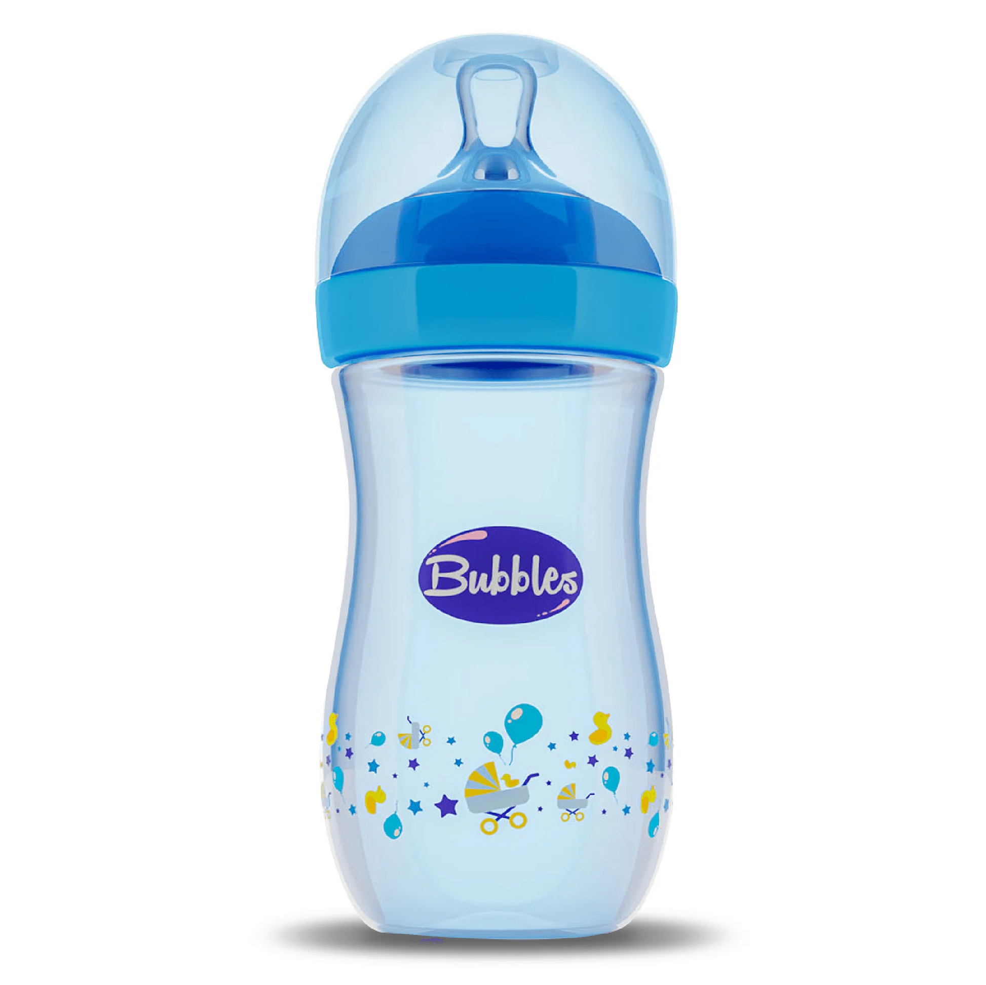 Bubbles natural feeding bottle without hand 280 ml (Blue) - (زجاجة رضاعة طبيعية بدون يد 280 مل (أزرق