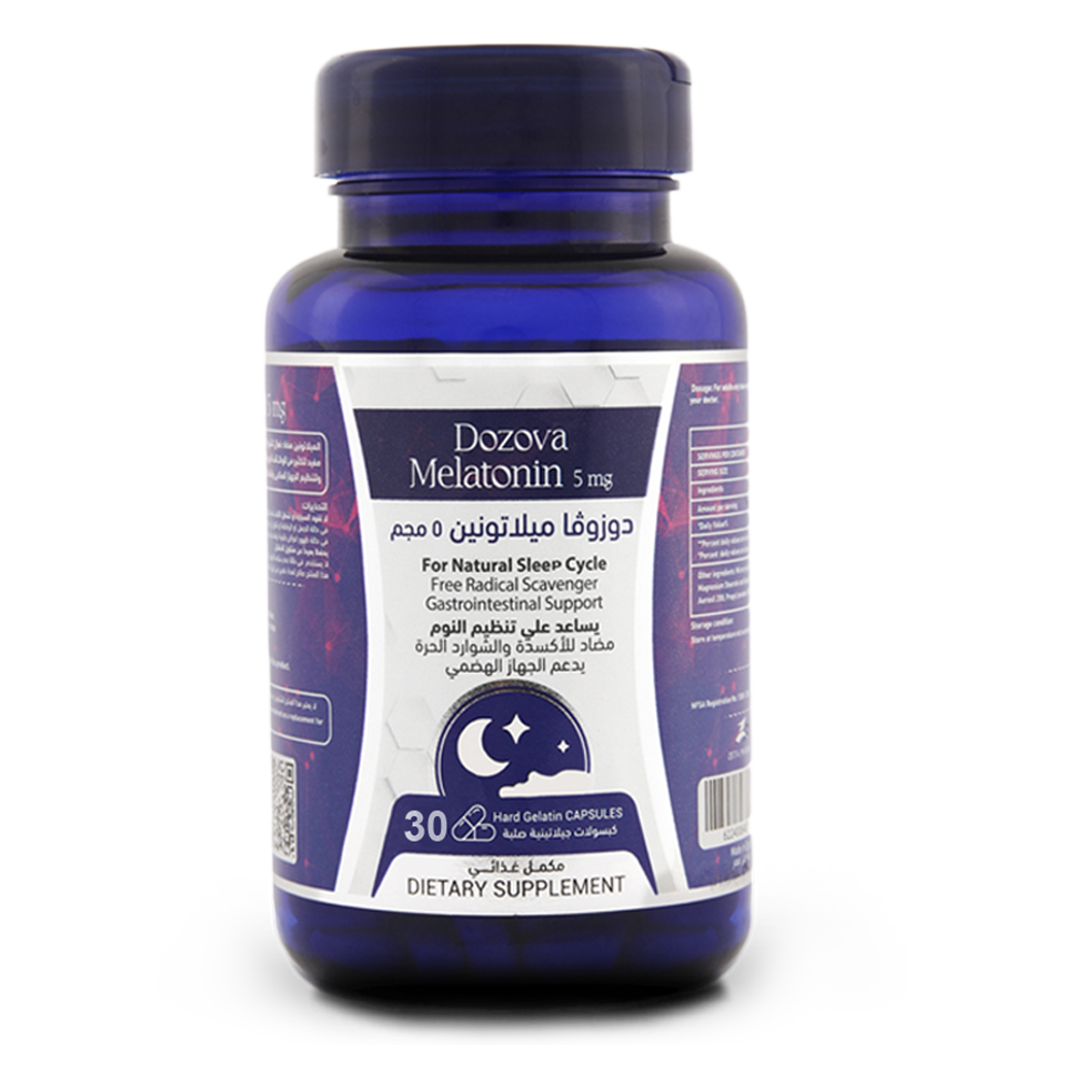 Dozova Melatonin 5mg 30 Tablets - دوزوفا ميلاتونين لنوم طبيعي وعميق 30 كبسولة